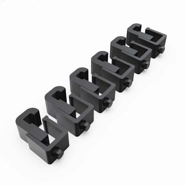 EGR canopy rail clamp kit CNPY0007 showing single mounting clamp design, set of six used to secure EGR Premium Canopies to ute tub rails