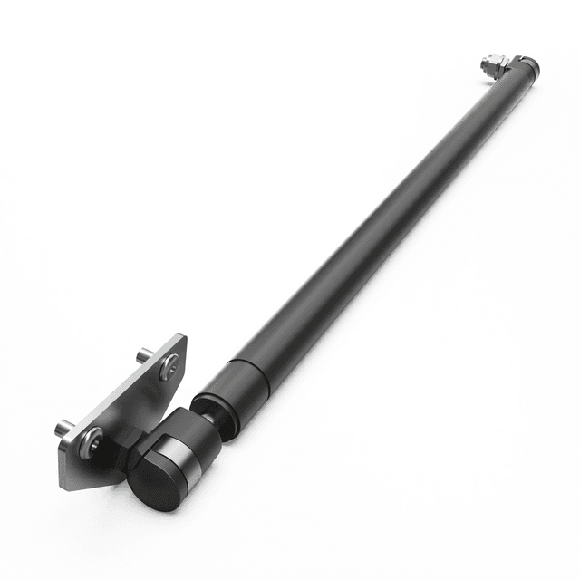 Load shield gas strut with ball studs, nyloc nuts, washers, and rivets