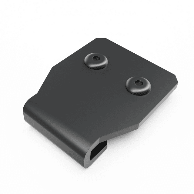 Load shield tailgate lock bracket with stainless steel rivets, showing flat mounting plate used to secure the EGR load shield locking system