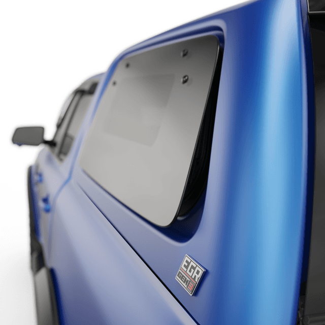 EGR Gen3 canopy lift window stay installed on lift-up side window, holding window open in pop-out position for ventilation