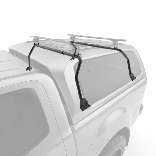EGR Gen3 heavy duty canopy roof rack system fitted to Volkswagen Amarok NF 2023, showing black powder-coated internal support frame mounted to canopy roof rails with crossbars installed