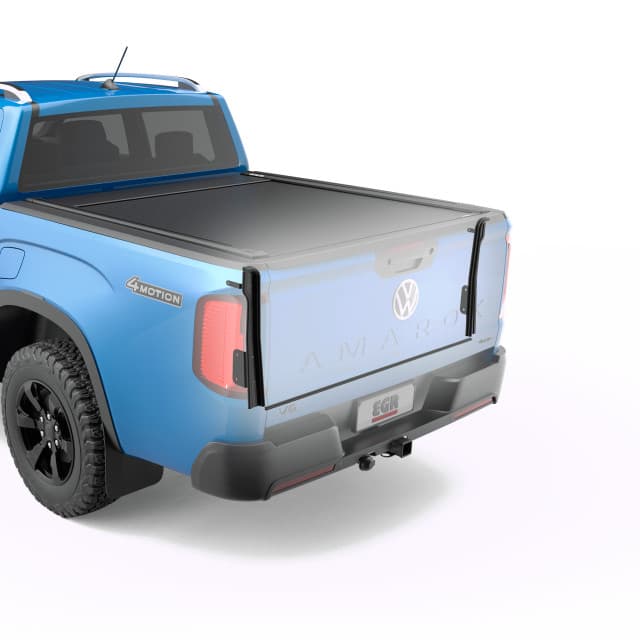 Volkswagen Amarok NF 2023-onwards fitted with EGR Dust Defence Kit, showing sealed tailgate gaps to reduce dust and water ingress in the tub