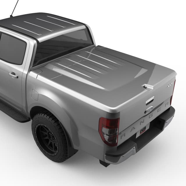 Rear side view of silver ute fitted with EGR hard lid