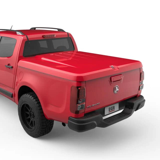 EGR hard lid fitted to red ute tub with sports bar