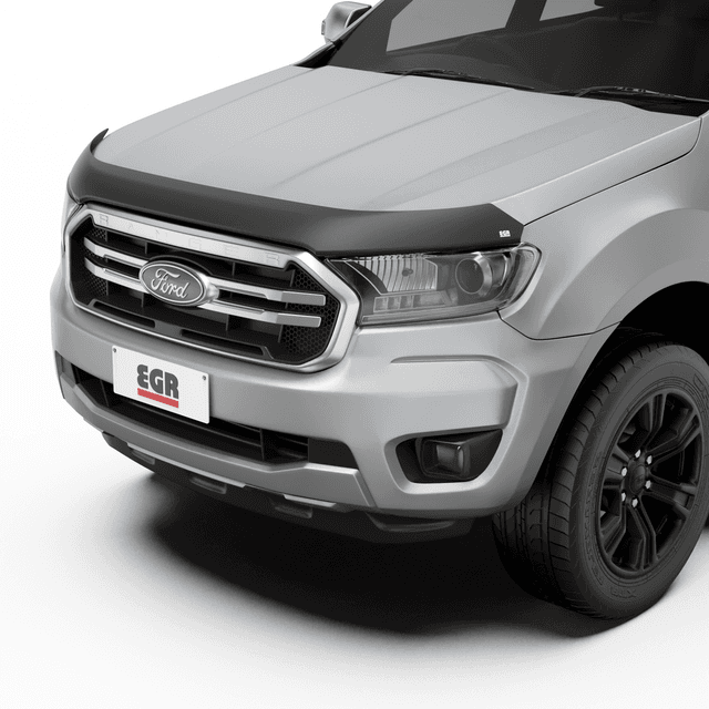 Ford Ranger PX 2015–2022 fitted with EGR Bonnet Protector in matte black, protecting bonnet from stone chips and road debris.