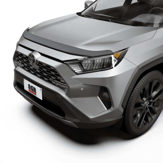 Toyota RAV4 2019-Onwards fitted with EGR Bonnet Protector in matte black, showing front bonnet stone chip protection and seamless factory-style fit.