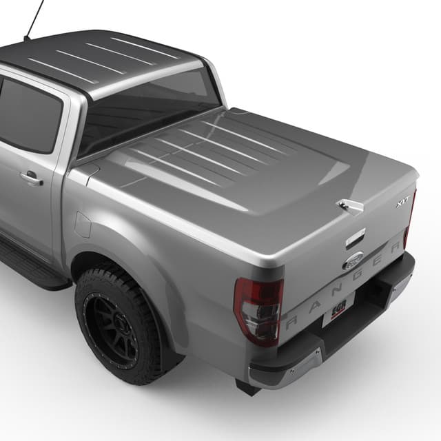 Ford Ranger PX fitted with EGR 1 Piece Hard Lid, rear angle showing smooth OEM-painted finish and lockable tub cover design