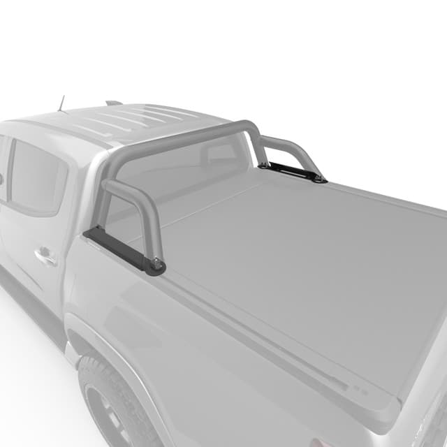 Mitsubishi Triton MQ/MR fitted with EGR RollTrac Sports Bar Adapter Kit, close-up showing raised mounting brackets and powder-coated finish