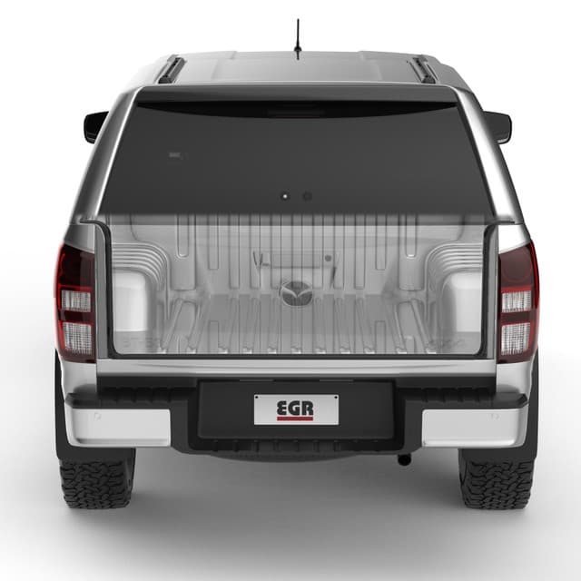 Mazda BT-50 fitted with EGR Dust Defender kit, rear view showing sealed tailgate area and dust-blocking bracing