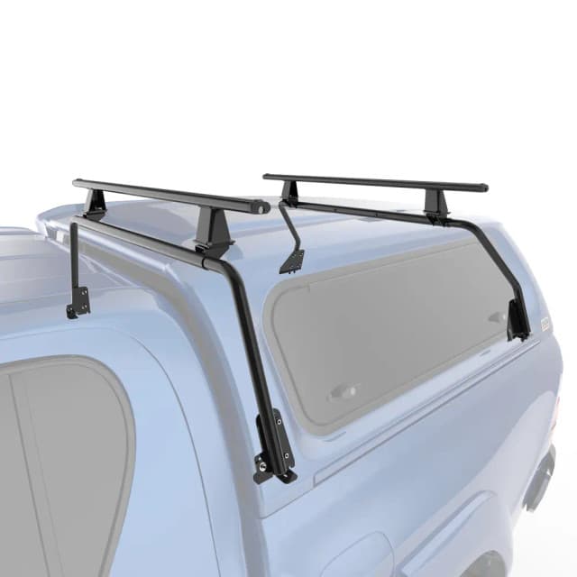 Isuzu D-Max canopy fitted with EGR Premium Canopy Roof Rack Kit, showing heavy-duty crossbars and pedestal mounts