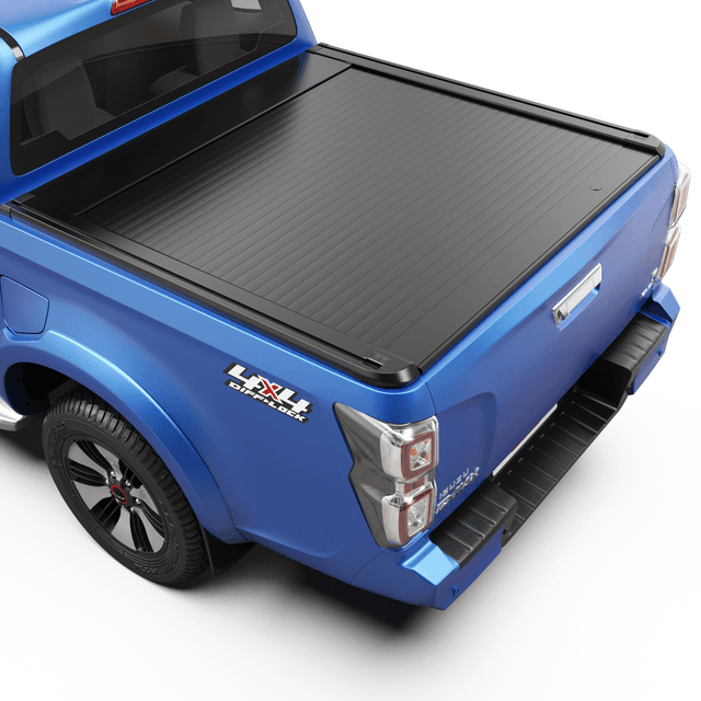 EGR RollTrac E3 electric roller cover fitted to GWM Cannon 2020 onwards, aluminium slat tonneau cover shown open on tub