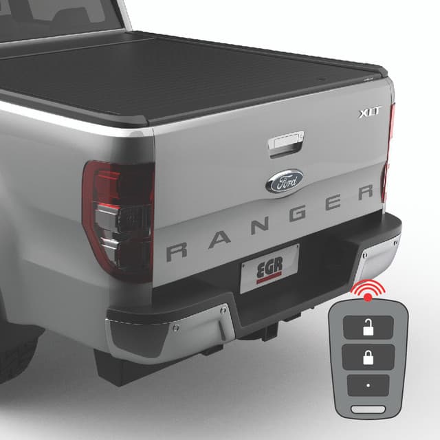 Close-up of a Ford Ranger PX 2011–2022 tailgate showing the EGR Tailgate Remote Locking Kit
