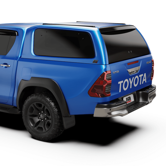 Toyota Hilux fitted with the EGR GEN3 Canopy, rear three-quarter view