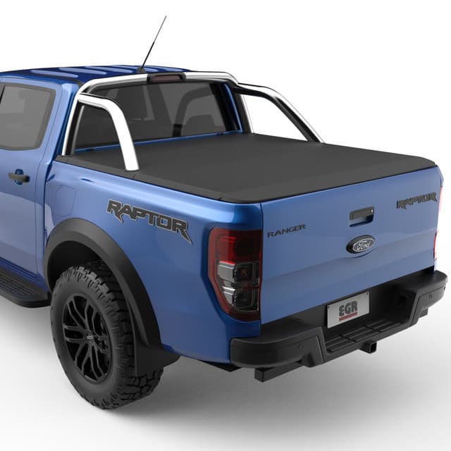 Ford Ranger Raptor PX fitted with the EGR Soft Tonneau Cover designed for XLT Sports Bars