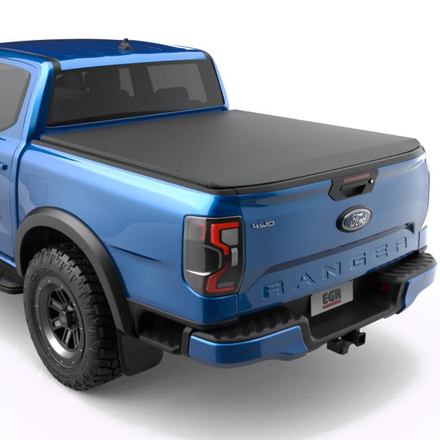 Ford Ranger RA 2022 with the EGR Soft Tonneau Cover fitted in an open deck configuration