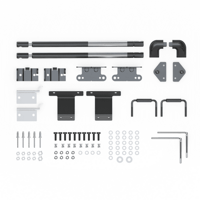 EGR Hardware Fitting Kit with gas struts for Mazda BT-50 1P 2011–2020, showing brackets, bolts, washers, clips, and installation components