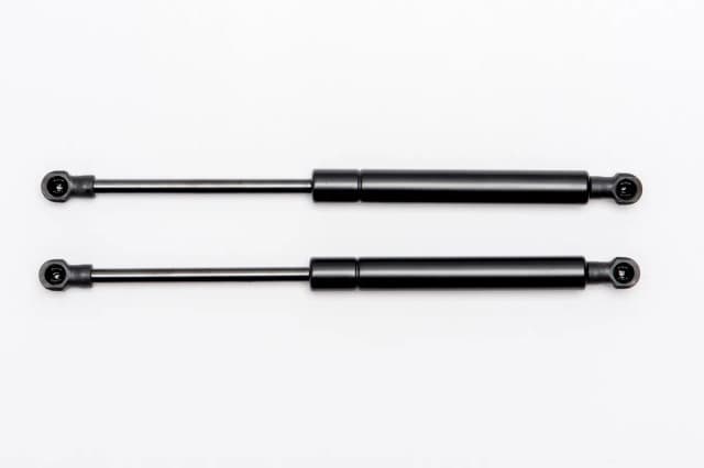 Pair of black gas struts for EGR GEN3 canopy side lift windows, shown on a white background