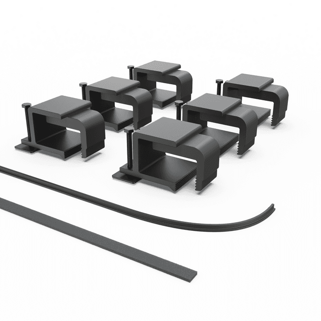 EGR RollTrac Re-Fit Kit 1 components including clamps, foam tape, perimeter seal, and mounting screw